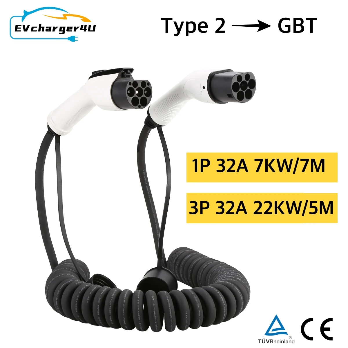 Ev Charger Type 2 22Kw 32A 3 Phase - EVcharger4U kabel pengisi daya, kabel pengisian