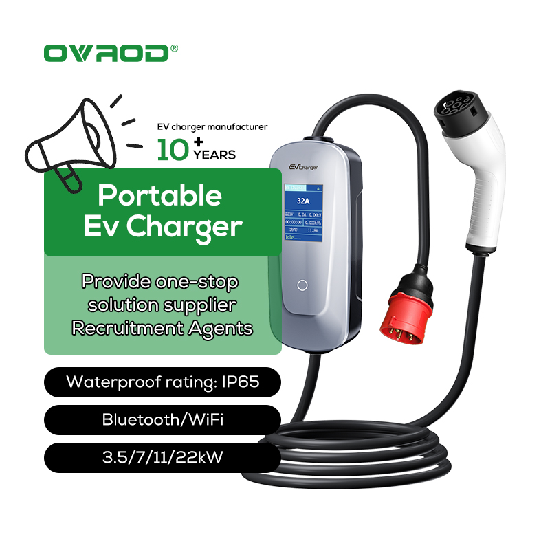 Type 2 Portable Ev Charger 11Kw Cee - Kotak Pengisian Daya Mobil Listrik Ovrod