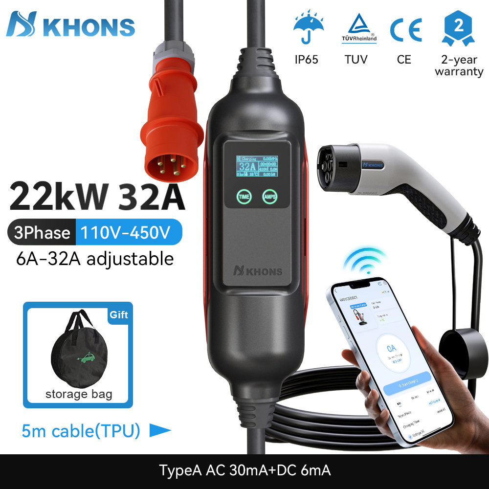 Charger portabel EV tipe 2 32A - Ev Charger Type 2 22Kw 32A 3 Phase ulasan dan harga