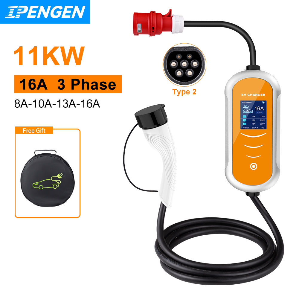 Pengisi daya IPENGEN EV 16A 11 - Type 2 Portable Ev Charger 11Kw Cee ulasan dan harga